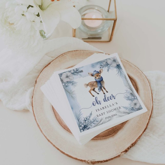 Servilleta De Papel Oh Deer Winter Boy Baby Shower Napkins (Subido por el creador)