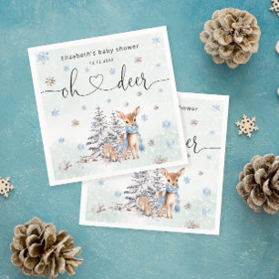 Servilleta De Papel Oh Deer Woodland Blue Boy Baby Shower