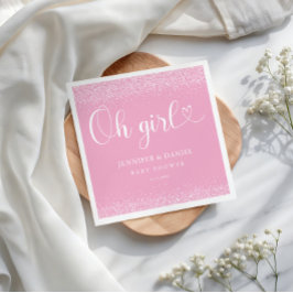 Servilleta De Papel Oh Girl Pink Ombre Confetti Heart Script