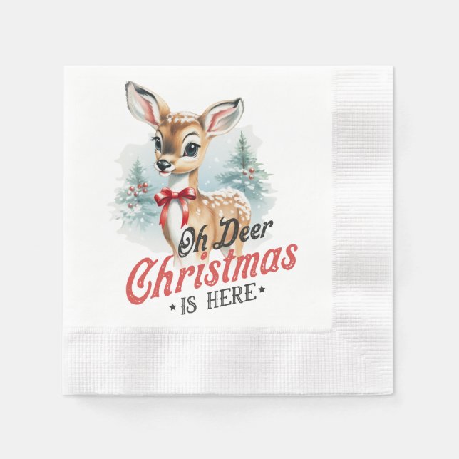 Servilleta De Papel Oh Navidades de venado está aquí, Papel (Anverso)