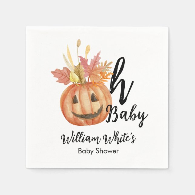 Servilleta De Papel ¡Oh, nena! Cumpkin Halloween Fall Baby Shower (Anverso)