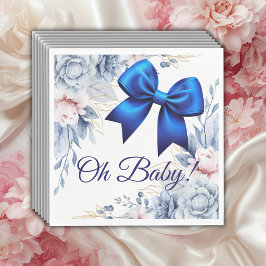 Servilleta De Papel ¡Oh, nena! Elegante Baby Shower Floral Blue Bow