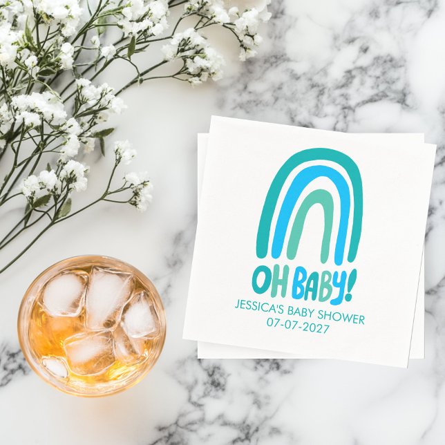 Servilleta De Papel ¡Oh, nena! Personalizado de arcoiris suave Baby Sh (Oh Baby! Cute Rainbow CUSTOM Baby Shower Napkins
)
