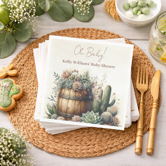 Servilleta De Papel ¡Oh nena! Suculentas rústicas y cactus para el bab