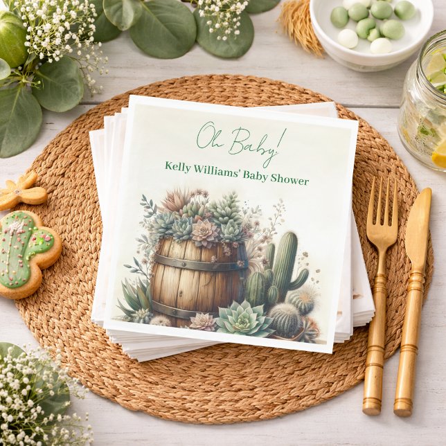 Servilleta De Papel ¡Oh nena! Suculentas rústicas y cactus para el bab (Subido por el creador)