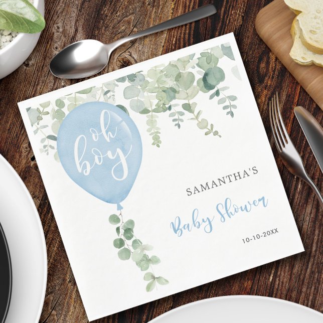 Servilleta De Papel Oh niño globo azul niño bebé ducha vegetación (Subido por el creador)