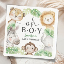 Oh Niño Selva Baby Shower Safari Animales Papel