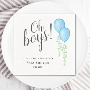 Servilleta De Papel Oh Niños Blue Balloon Twin Boys Baby Shower