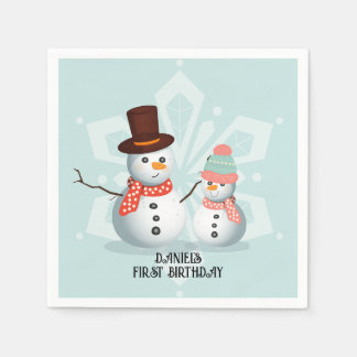 Servilleta De Papel Oh Qué Diversión Cumpleaños de Muñeco de Nieve
