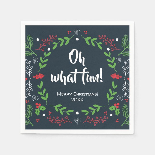 Servilleta De Papel Oh Qué Festividad De Los Navidades Retro (Anverso)