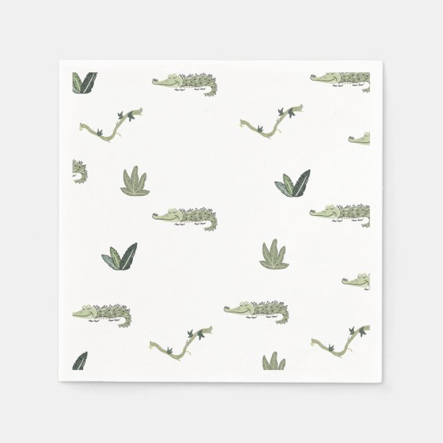 Servilleta De Papel Oh Snap Swamp Crocodile Birthday Party (Anverso)