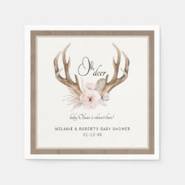 Servilleta De Papel Oh venado Baby Shower Napkins - Woodland Floral An
