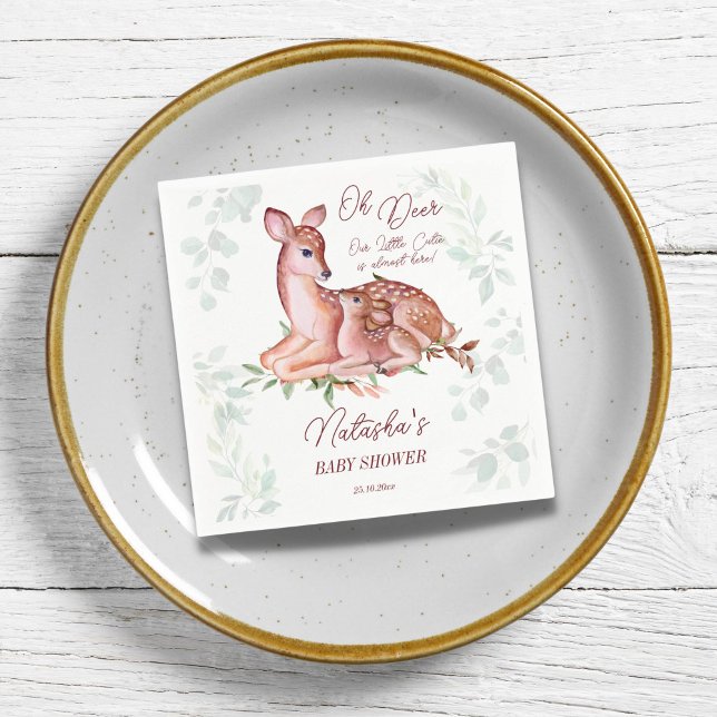 Servilleta De Papel Oh venado de madera de bebé ducha (Oh deer baby shower napkins cute baby deer mother doe woodlands themed baby shower tableware)