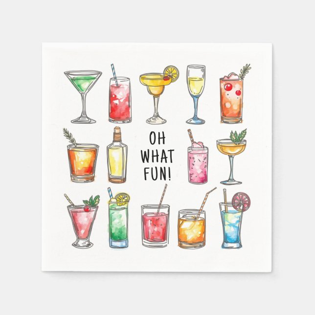 Servilleta De Papel Oh What Fun Drink Doodles Christmas Cocktail (Anverso)
