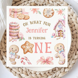 Servilleta De Papel Oh What Fun Gingerbread 1st Birthday Paper