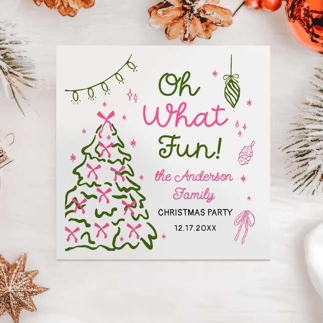 Servilleta De Papel Oh What Fun Hand Drawn Christmas Holiday Party (Subido por el creador)