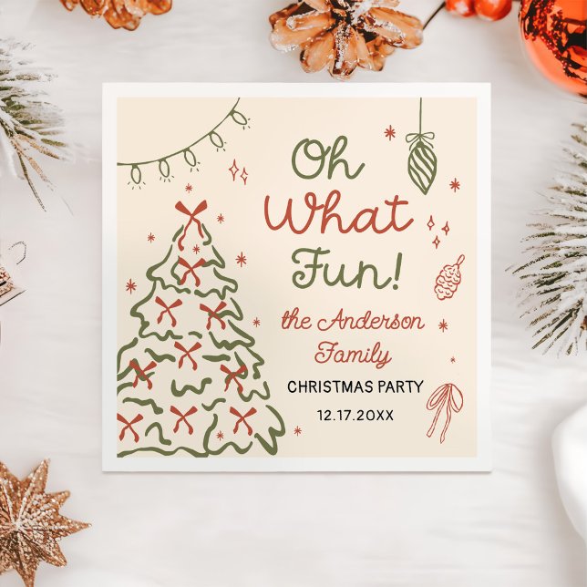 Servilleta De Papel Oh What Fun Hand Drawn Christmas Holiday Party (Subido por el creador)