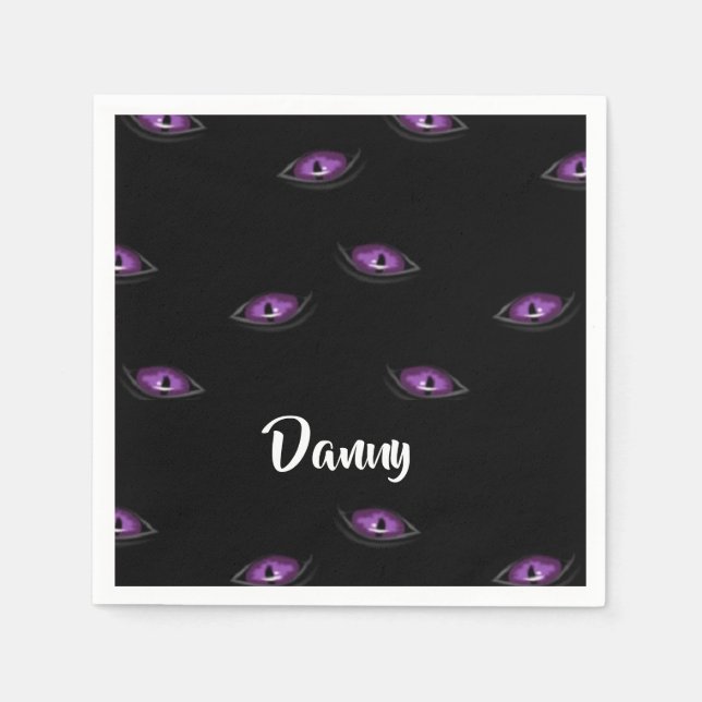 Servilleta De Papel Ojos de gato de nombre personalizado (Anverso)