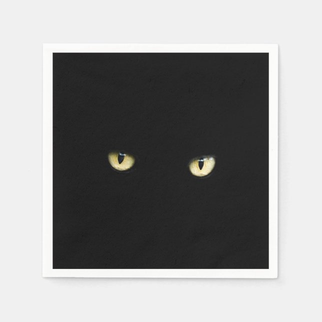 Servilleta De Papel Ojos de gato negros | Halloween (Anverso)