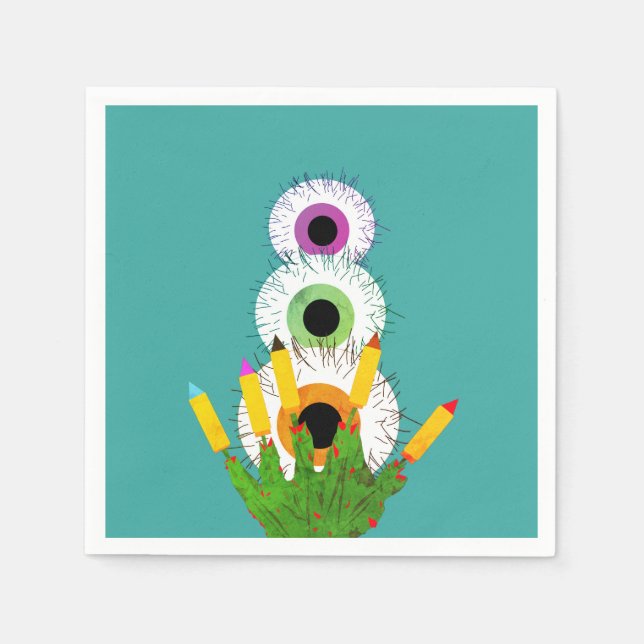 Servilleta De Papel Ojos peludos  (Anverso)