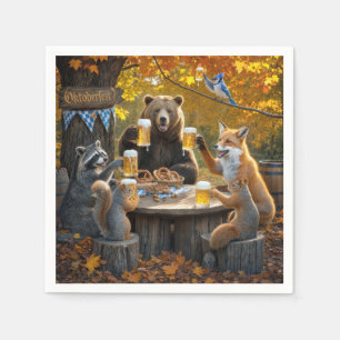 Servilleta De Papel Oktoberfest en el bosque con fauna silvestre