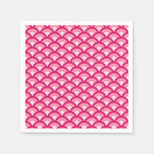 Servilleta De Papel Ola Art Déco - fucsia y coral