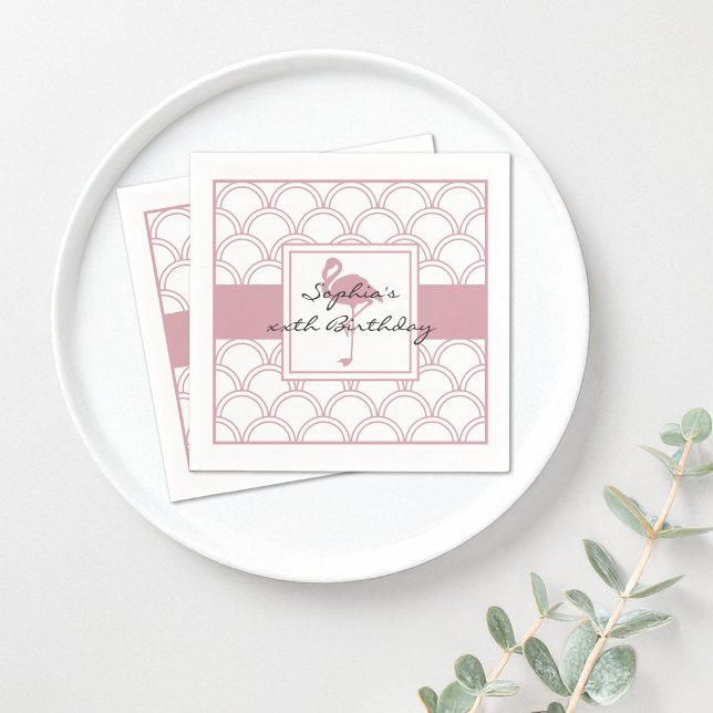 Servilleta De Papel Ola de Art Deco con Patrón de Flamenco Rosa Fiesta (Subido por el creador)