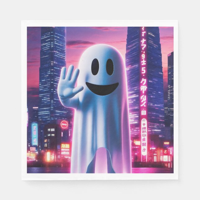 Servilleta De Papel Ola de azafatas y luces urbanas (Anverso)