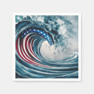 Servilleta De Papel Ola de Bandera Patriótica Americana