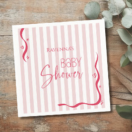 Servilleta De Papel Ola de raya sonrosada Elegante fiesta Baby Shower
