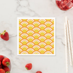 Servilleta De Papel Ola Japonesa Seigaiha Patrón Amarillo Naranja