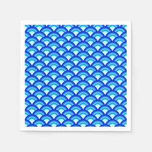 Servilleta De Papel Ola patrón Art Deco - cobalto y azul cielo
