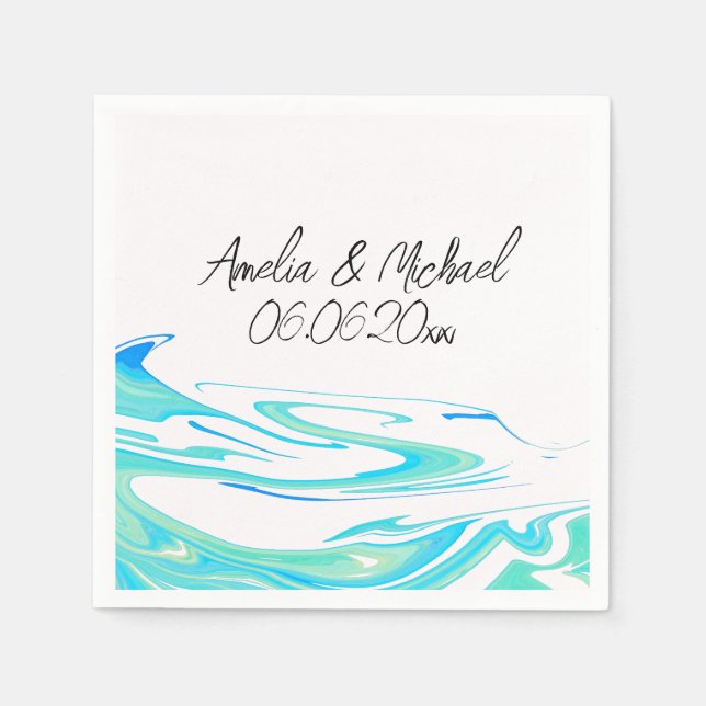 Servilleta De Papel Ola Turquesa Personalizada (Anverso)