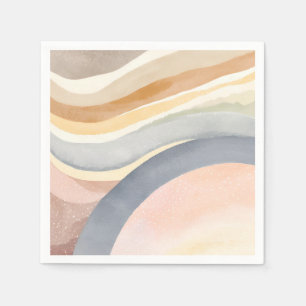 Servilleta De Papel Olas contemporáneas   Acuarela moderna neutral