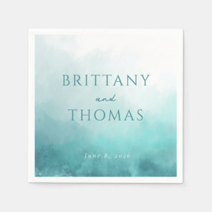 Servilleta De Papel Olas de acuarela en azul turquesa sereno