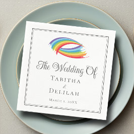Servilleta De Papel Olas de Arcoíris Boda LGBT Preciosa