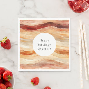 Servilleta De Papel Olas de crema polvorienta de melocotón Cumpleaños