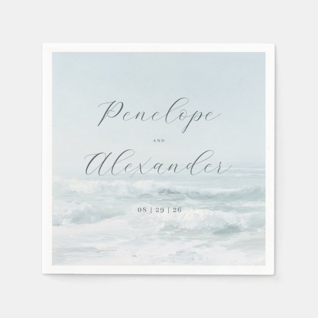 Servilleta De Papel Olas de Océano Azul Sereno (Anverso)