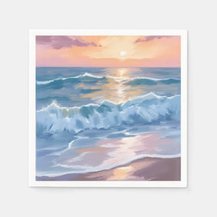 Servilleta De Papel Olas de océano pastel Pintura marina acuarela
