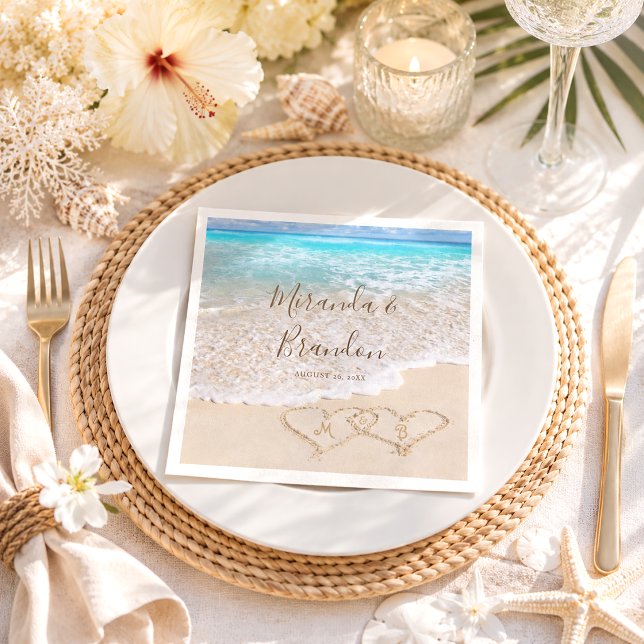 Servilleta De Papel Olas del Océano Azul Boda Tropical de Playa (Subido por el creador)