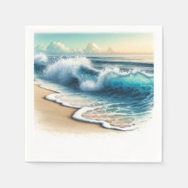 Servilleta De Papel Olas del Océano Rompiendo Rústica Boda de Playa Co