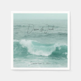 Servilleta De Papel Olas marinas Verde azuladas de océano blanco