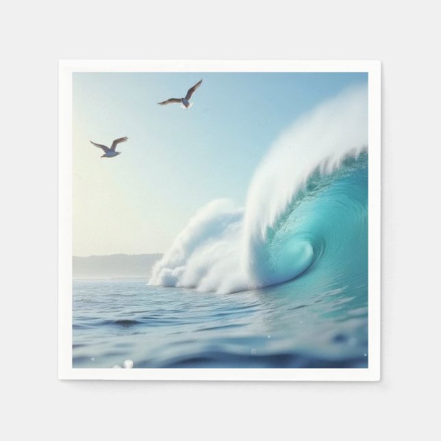 Servilleta De Papel Olas Naturaleza del Mar del Océano Agua Potable Az (Anverso)
