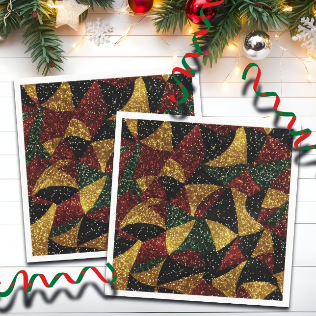 Servilleta De Papel Olas verdes rojas de Purpurina festivo (Subido por el creador)