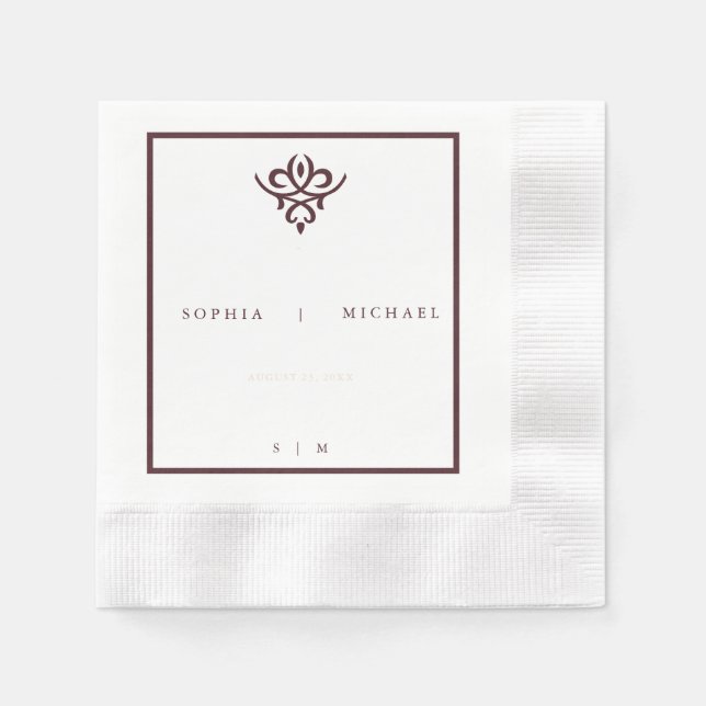 Servilleta De Papel Old Money Burgundy Wedding Napkins (Anverso)