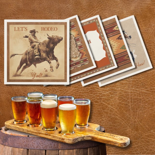 Servilleta De Papel Old West Frontier Bull Rider Paper Cocktail Napkin (Subido por el creador)