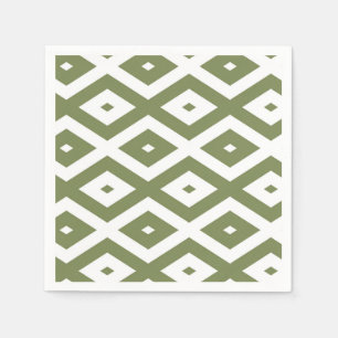 Servilleta De Papel Olive green and white diamond pattern