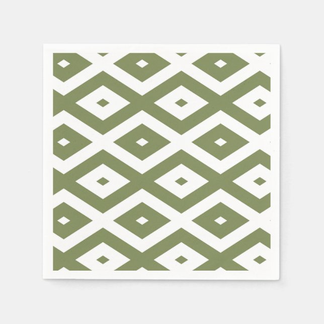 Servilleta De Papel Olive green and white diamond pattern (Anverso)