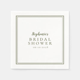 Servilleta De Papel Olive Green Bridal Shower Boda Simple Moderno