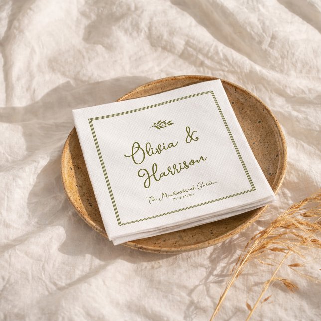 Servilleta De Papel Olive Green Elegant Wedding Napkins (Subido por el creador)